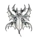 a scary bat wearing boots tattoo design idea