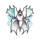 a scary bat wearing boots tattoo design idea