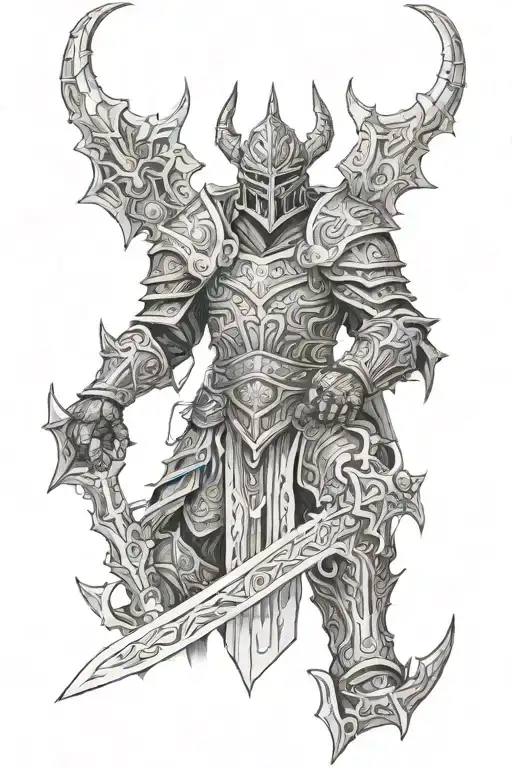 Armor lich king tattoo design idea