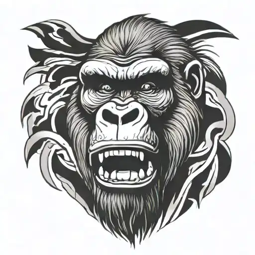 angry gorilla tattoo design idea
