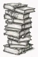 stack of books tattoo design idea