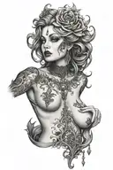 gothic nude woman tattoo design idea