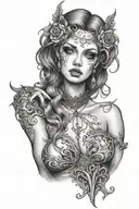 gothic nude woman tattoo design idea