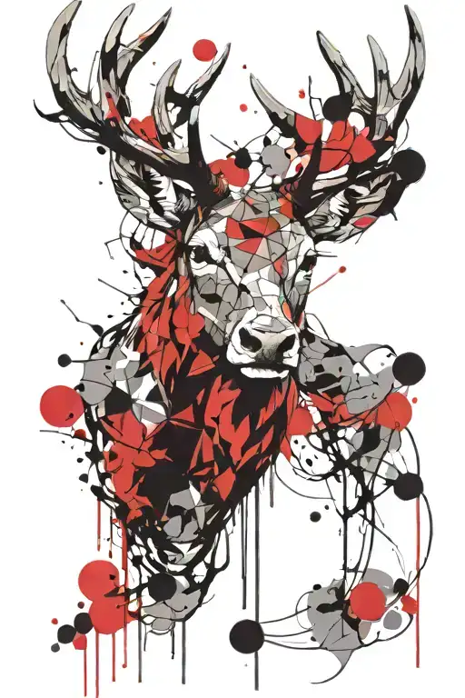 red stag head tattoo design idea