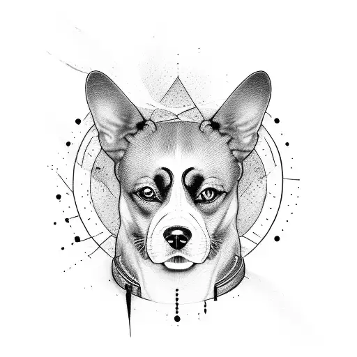 A realistic portrait of your beloved dog tattoo design idea
