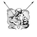 Michelangelo's the creation of Adam with an ace playing card and an arrow  tattoo design idea