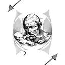 Michelangelo's the creation of Adam with an ace playing card and an arrow  tattoo design idea