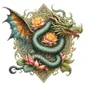 dragon angel protection runes lotus blossom ohm symbol tattoo design idea