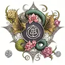 dragon angel protection runes lotus blossom ohm symbol tattoo design idea