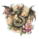 dragon angel protection runes lotus blossom ohm symbol tattoo design idea