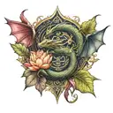 dragon angel protection runes lotus blossom ohm symbol tattoo design idea