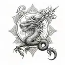 dragon protection runes lotus blossom ohm symbol formed tattoo design idea