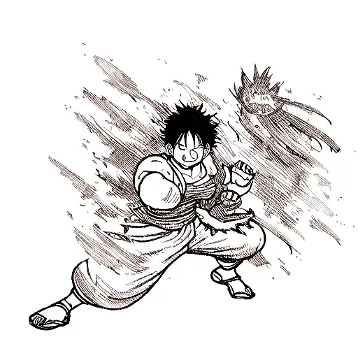 Anime Gear 5 Luffy Tattoo Idea - BlackInk AI