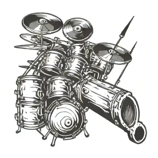 Air Force and music notes and drums mixed tattoo design idea