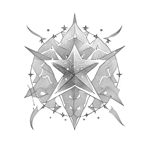 spike chains with stars tattoo design idea