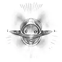 Alien spaceship abducting a human in a beam of light tattoo design idea