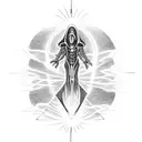 Alien spaceship abducting a human in a beam of light tattoo design idea