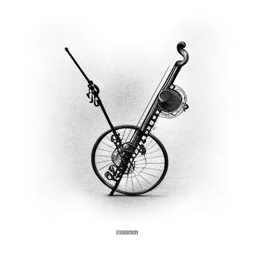 A bicycle made of musical instruments tattoo design idea