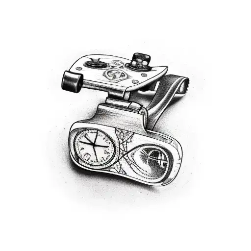 Broken in two Skateboard with guitar tattoo design idea