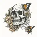 skull and moth tattoo design idea