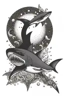 Shark moon tattoo design idea