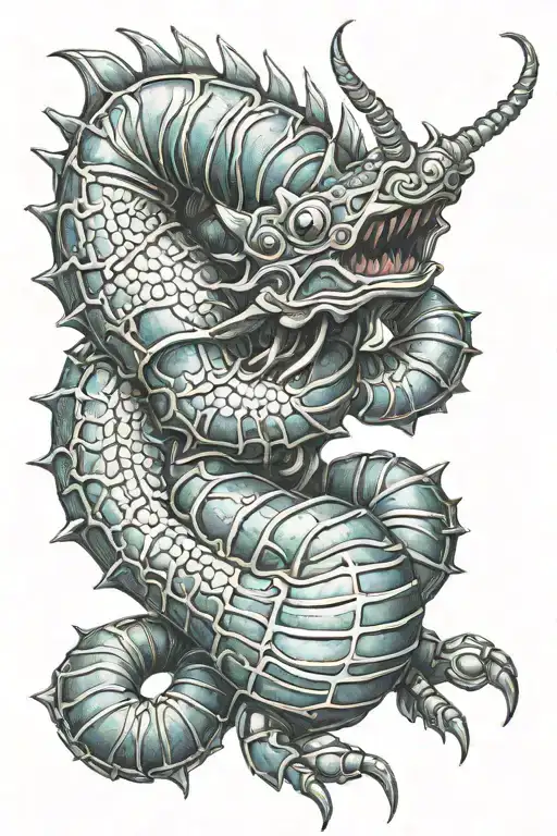 centipede with a shell like armor tattoo design idea