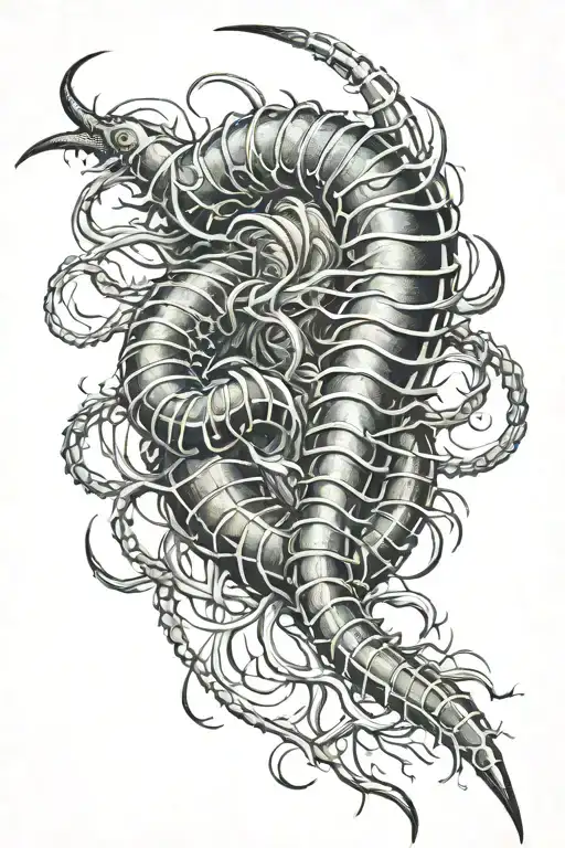 centipede crawling tattoo design idea