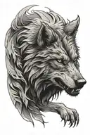 dangerous dire wolf tattoo design idea