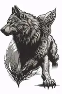 dangerous dire wolf tattoo design idea