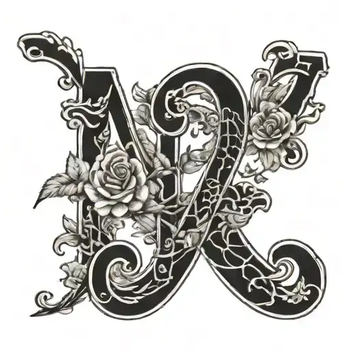 cursive letter LLL tattoo design idea