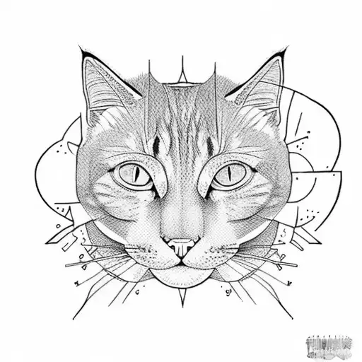 cat outline sunshine  tattoo design idea