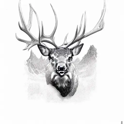 Elk Bugling tattoo design idea