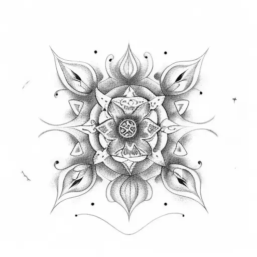 Un único dibujo abstracto con líneas formado a partir de unir una clave de sol con un árbol de la vida, flor de loto y e tattoo design idea