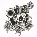 micket mouse half skeleton face half alive half dead tattoo design idea
