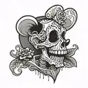 micket mouse half skeleton face half alive half dead tattoo design idea