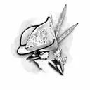 blue jay with devil horns wearing a cowboy hat tattoo design idea