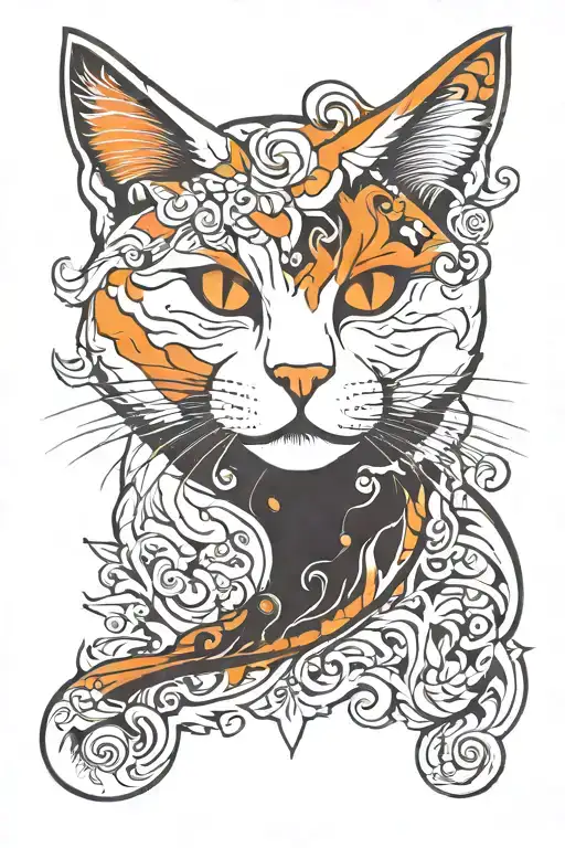 white orange cat tattoo design idea