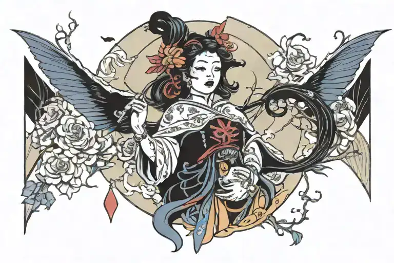 Witchy tarot card tattoo design idea