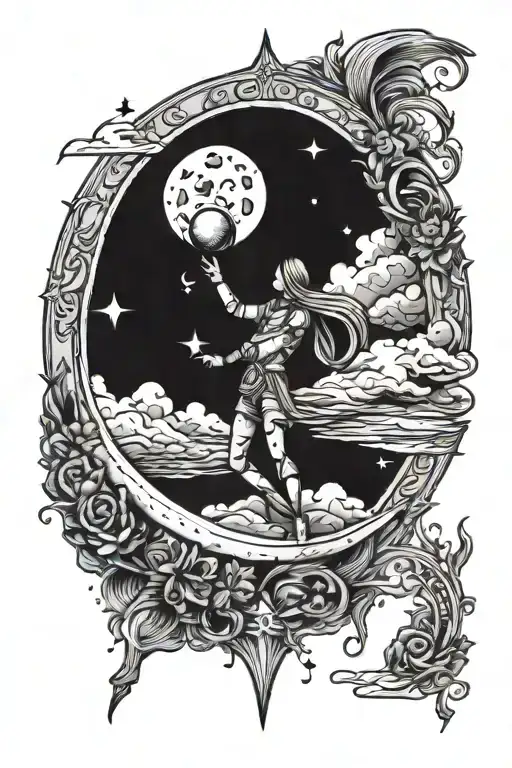 moon tarot card tattoo design idea