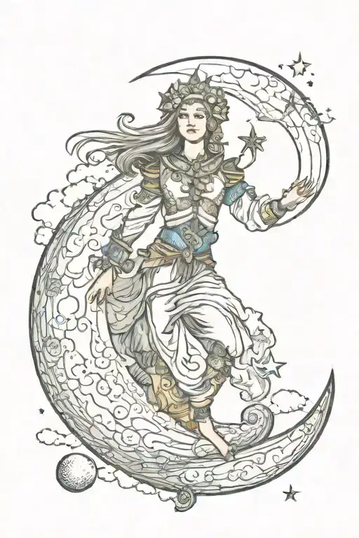moon tarot card tattoo design idea