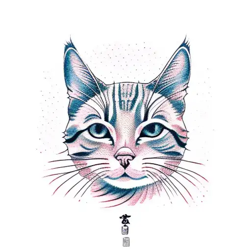 Cherry Blossom, cherry trees, tabby cat tattoo design idea