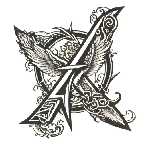 ark in cursive writing tattoo design idea