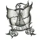 ark in cursive writing tattoo design idea