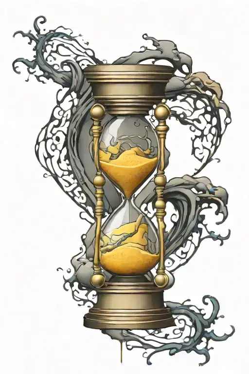 kintsugi hourglass filled with swirling tattoo design idea