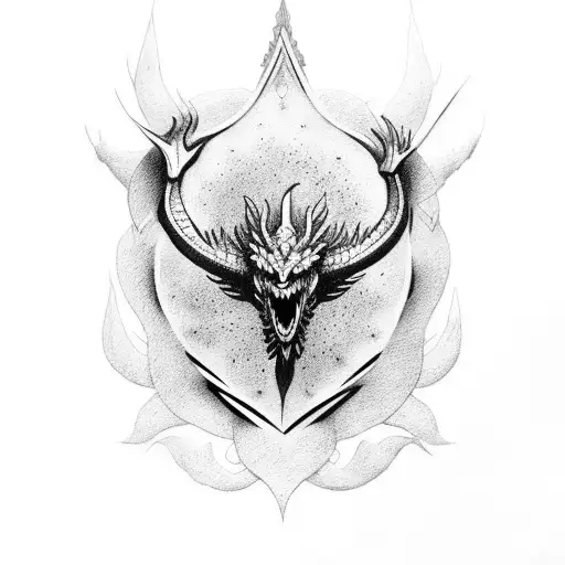 ave fenix volando rodeado con un dragon  tattoo design idea