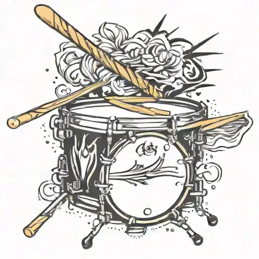 Snare drum with sticks tattoo design idea