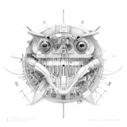 bio mechanical aviation tattoo design idea