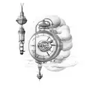 aviation themed with clock bio mechanical tattoo design idea