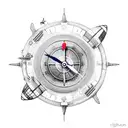 aviation themed with clock bio mechanical tattoo design idea