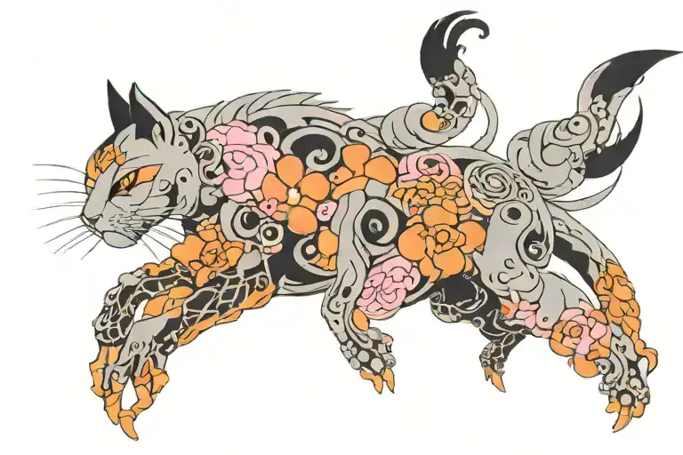 Cyberpunk, Ghost in the Shell, Neck Tattoo, Pink, Orange, Grey tattoo design idea